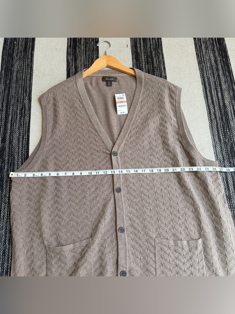 Tasso Elba Men's Light Brown Taupe Knitted Vest Size 3XL NWT - Picture 4 of 7